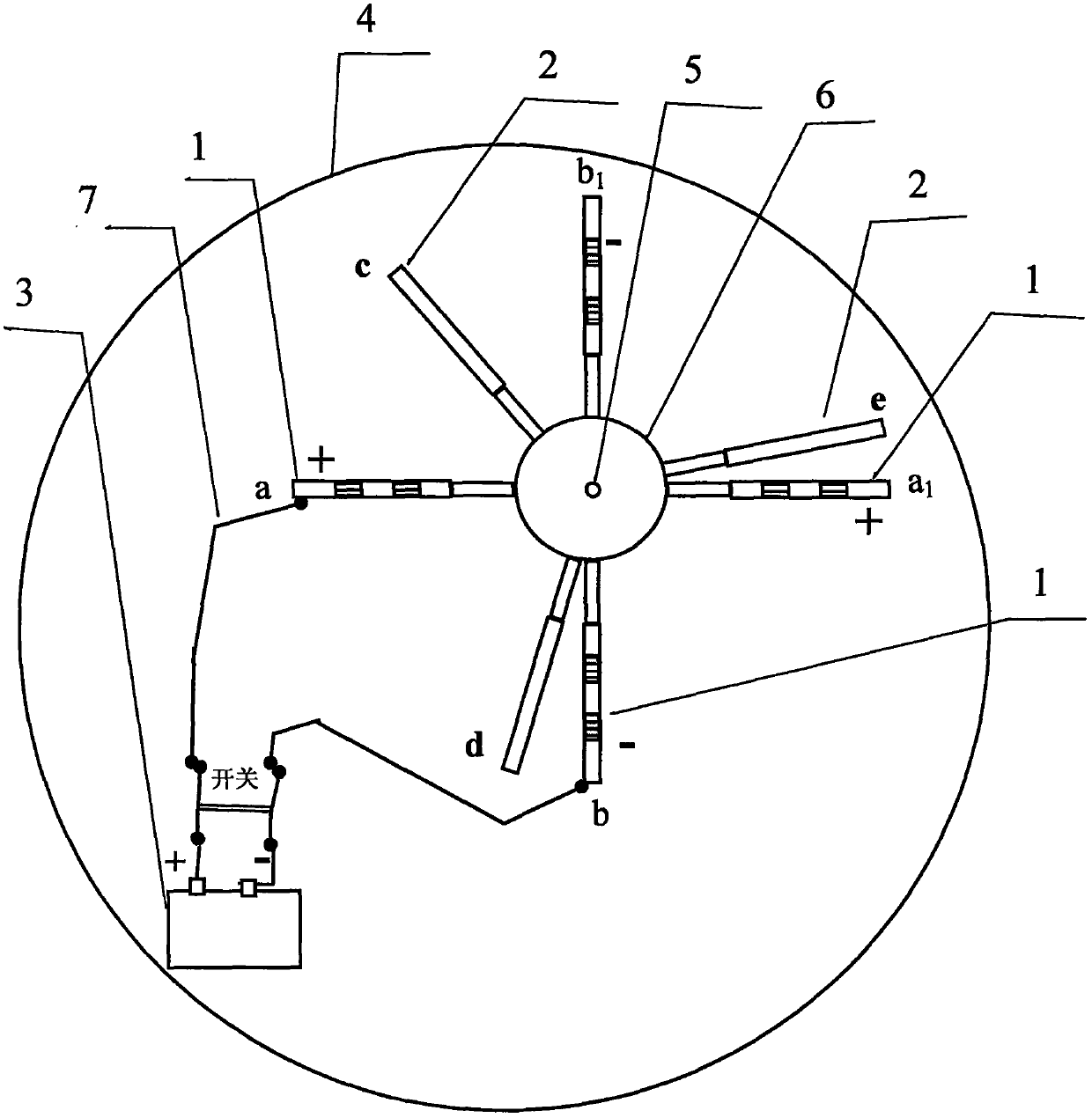 An electrostatic power machine with a rotating plate continuously rotating