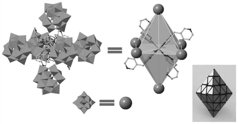 Preparation and application of octahedral Rubik's cube-shaped Keggin type copper phosphomolybdate-based crystalline material