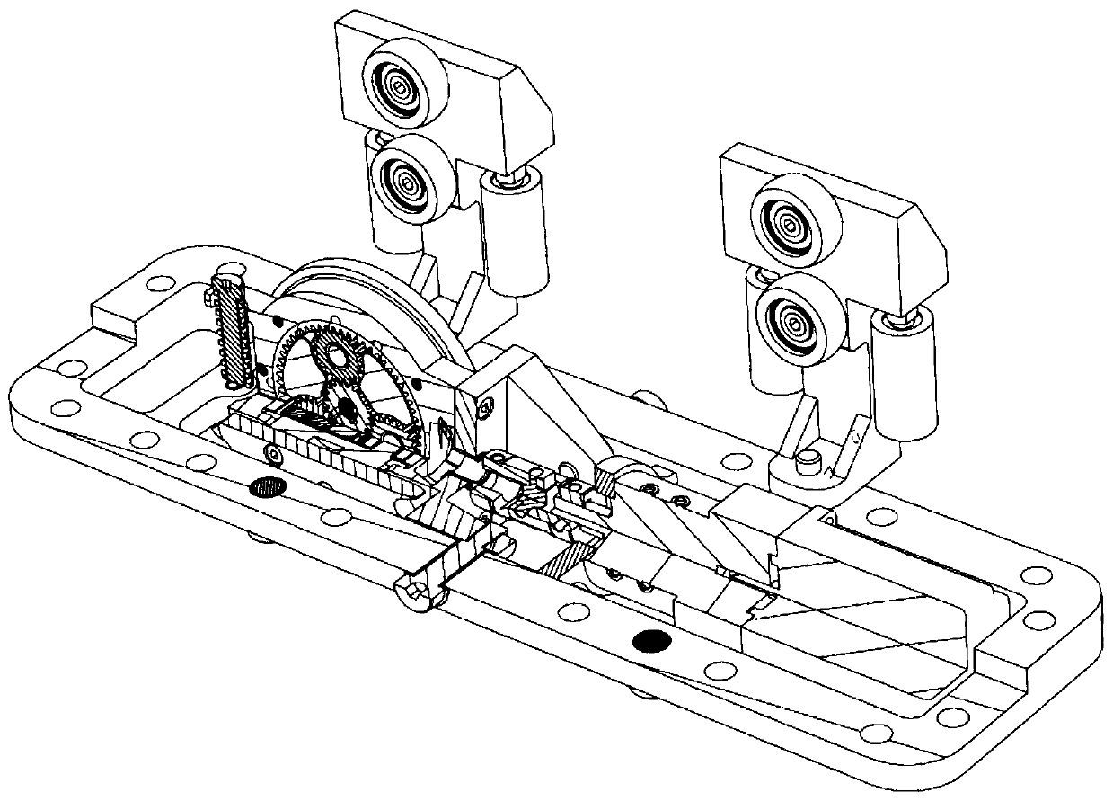 Down-driving rail walking device and rail robot