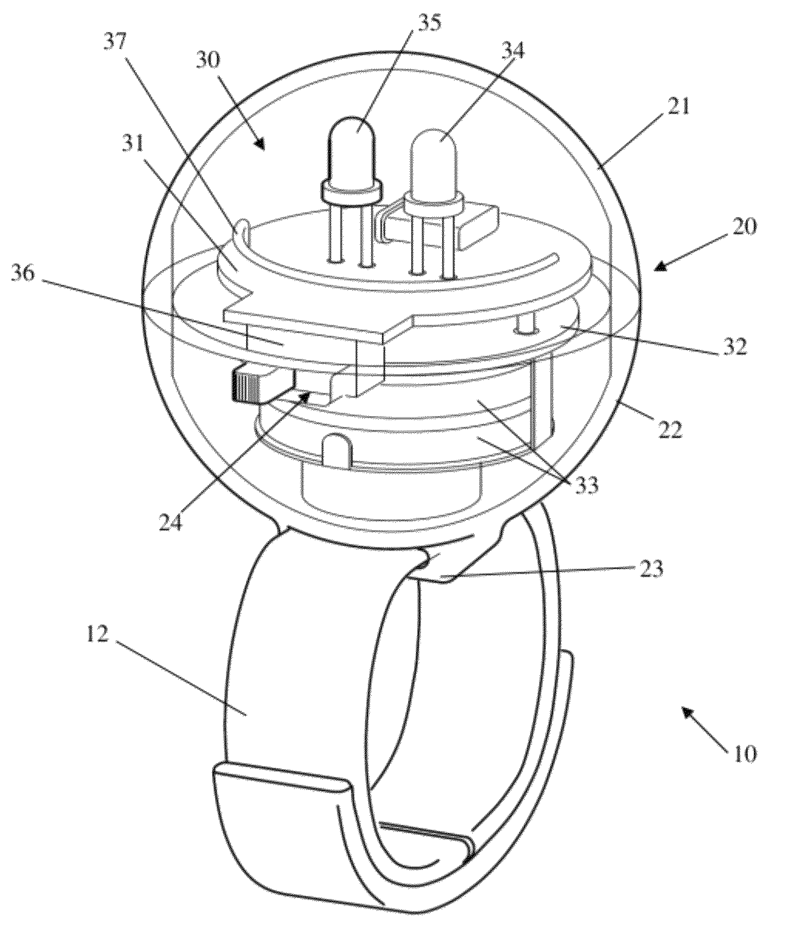 Sports ring receiver and transmitting unit