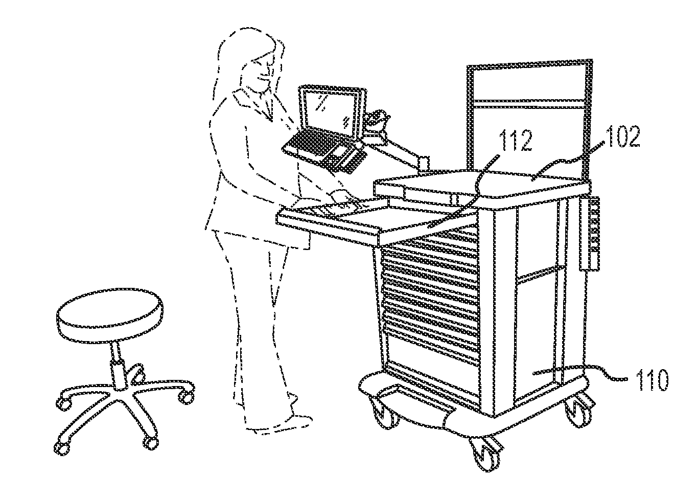 Dispensing cabinet with articulating arm