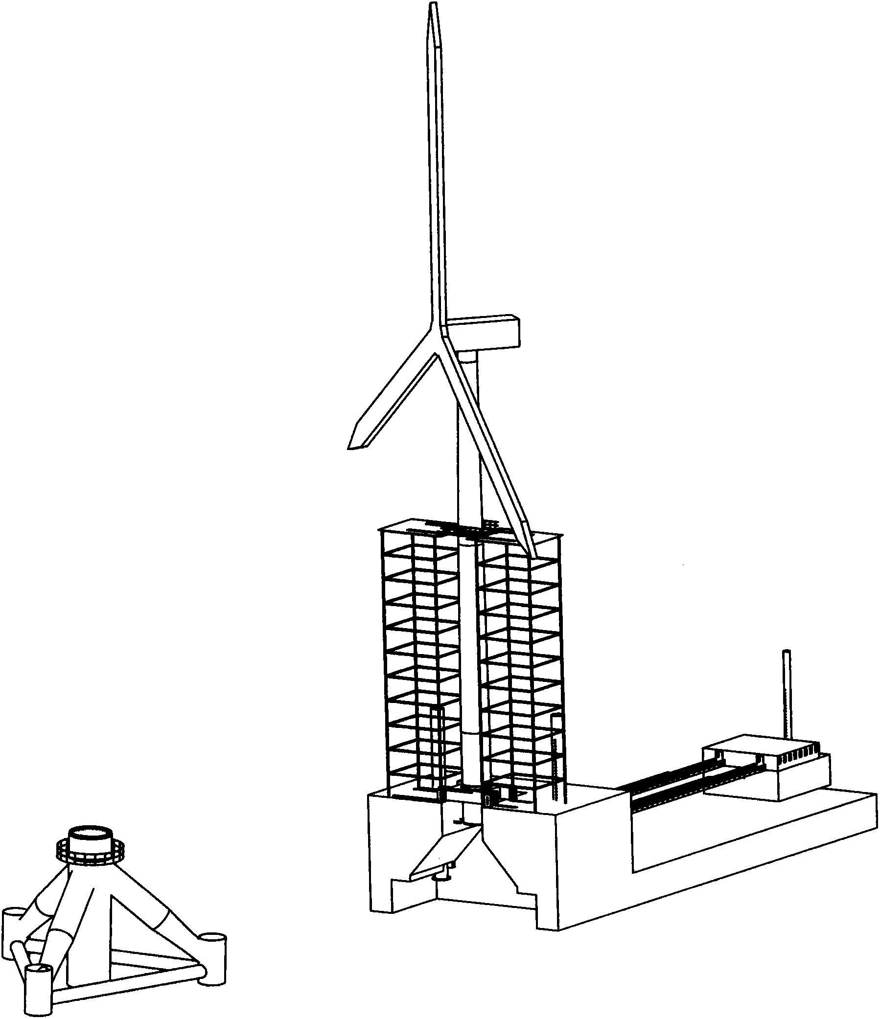 Construction method and special transport and installation ship for marine transport and installation of wind-driven generator