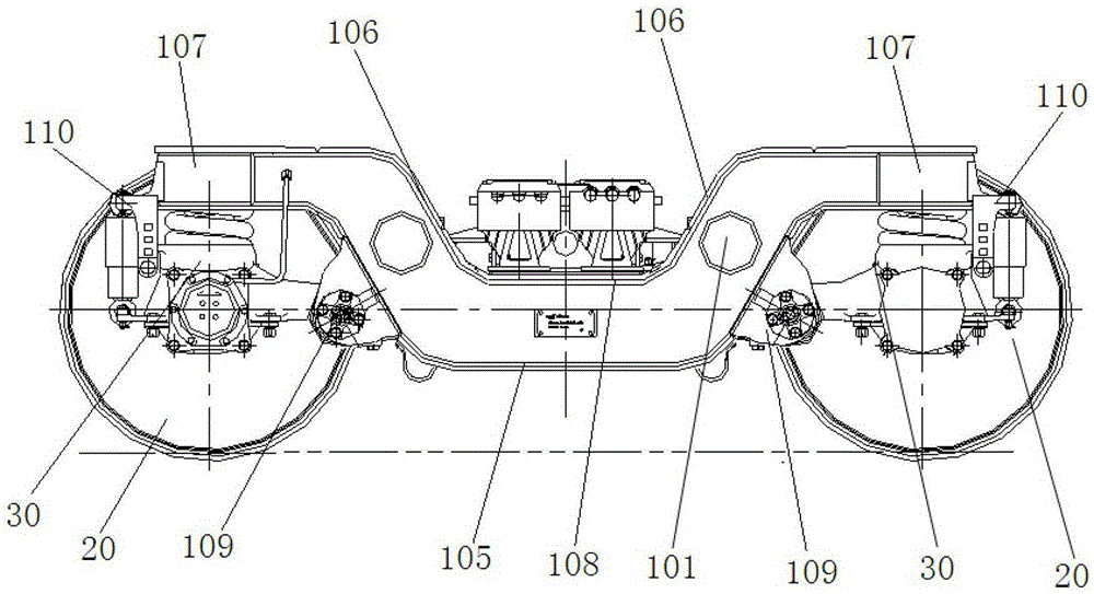 A railway freight car bogie