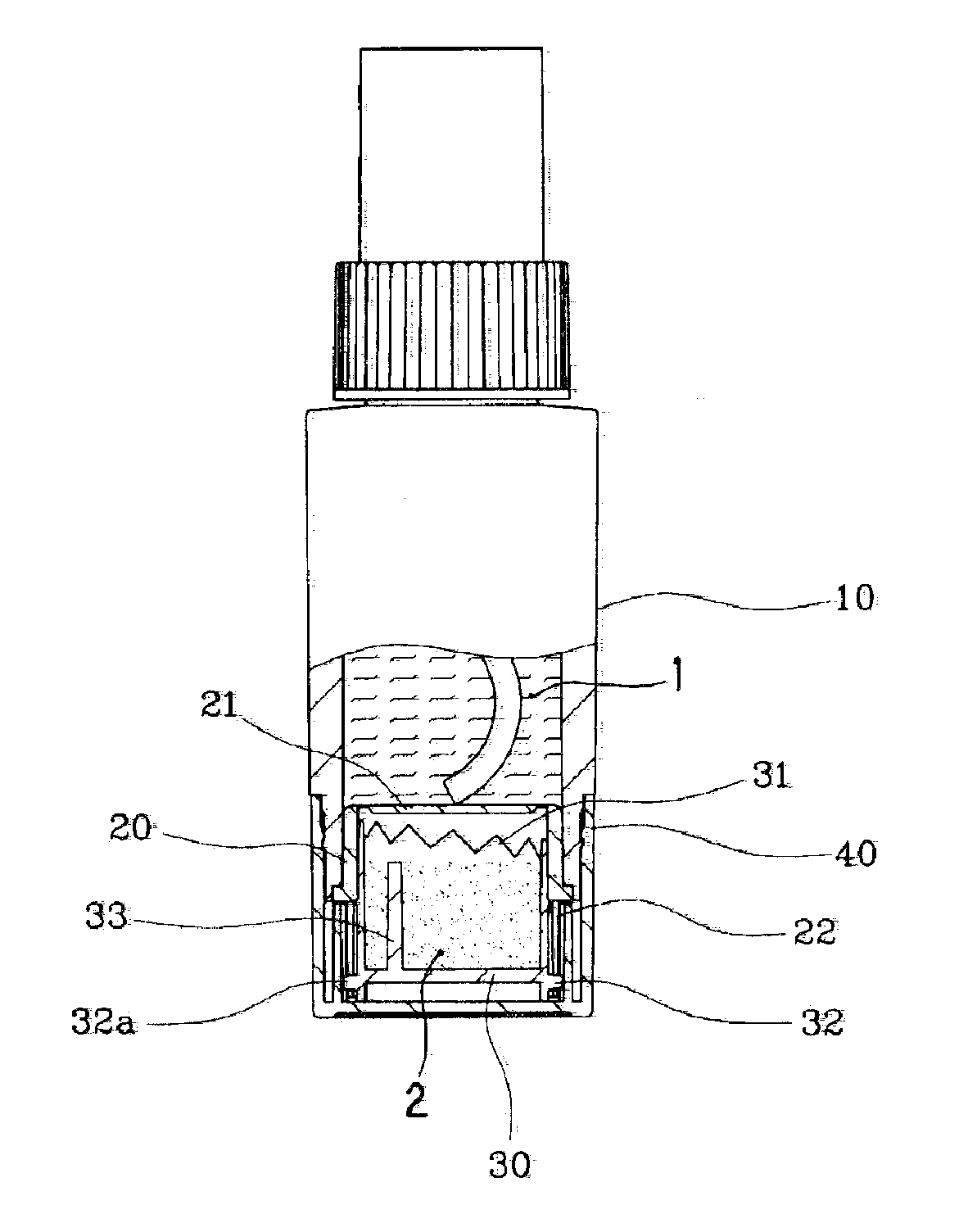 Container for mixing two different types of solutions