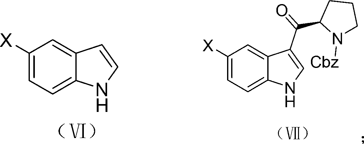 Synthetic method of (R)-5-substituted-3-(N-carbobenzoxy pyrrolidine-2-based carbonyl)-1H-benzpyrole