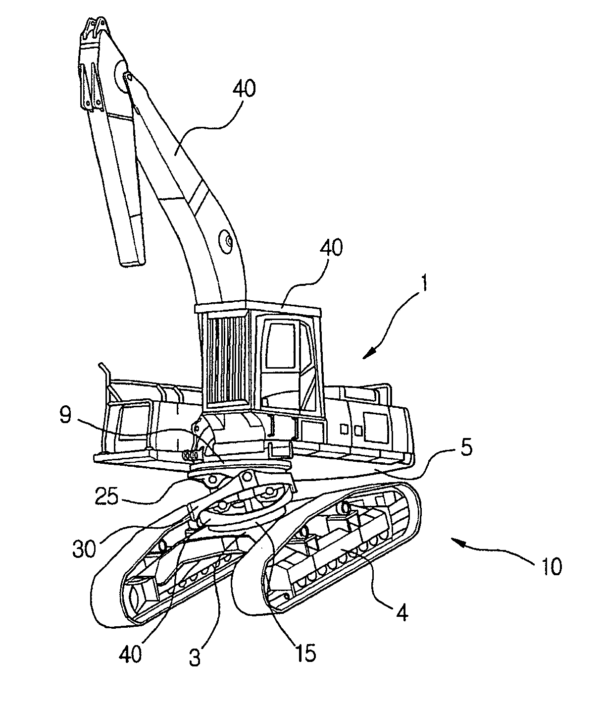 Leveling apparatus for excavator and forestry machine equipment
