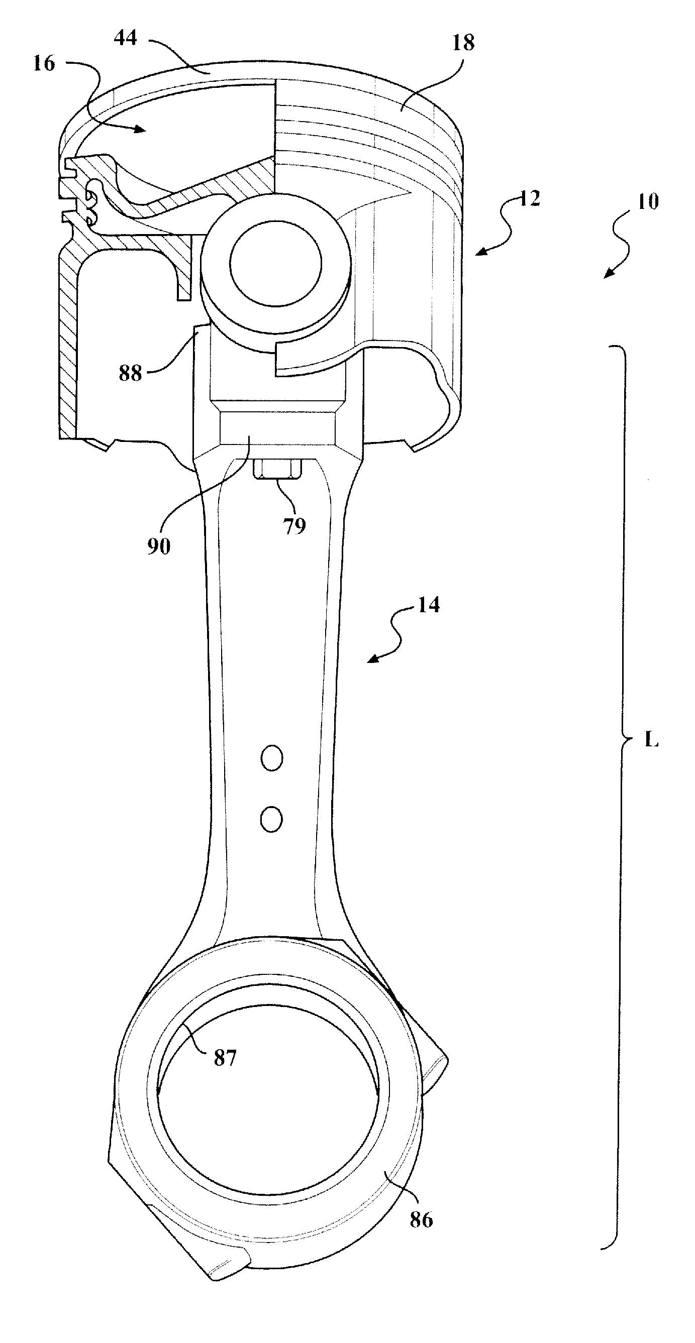 Reduced compression height piston and piston assembly therewith and methods of construction thereof