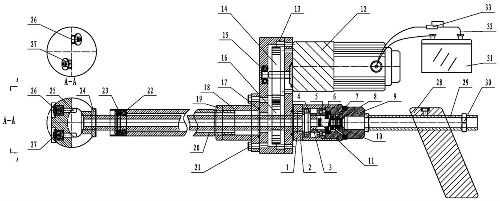 Self-rotating spray gun capable of balancing rotational speed for forward mixed type ship derusting machine