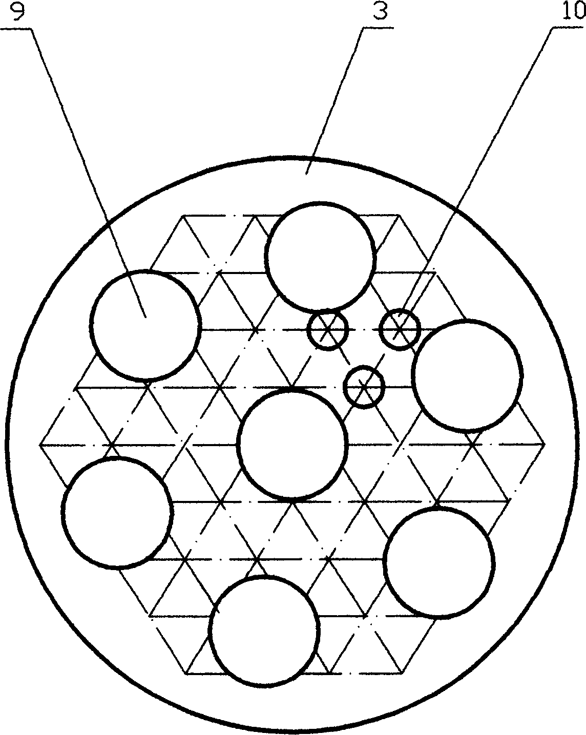 Shell type heat exchanger configured from composite tubes of figured pattern card