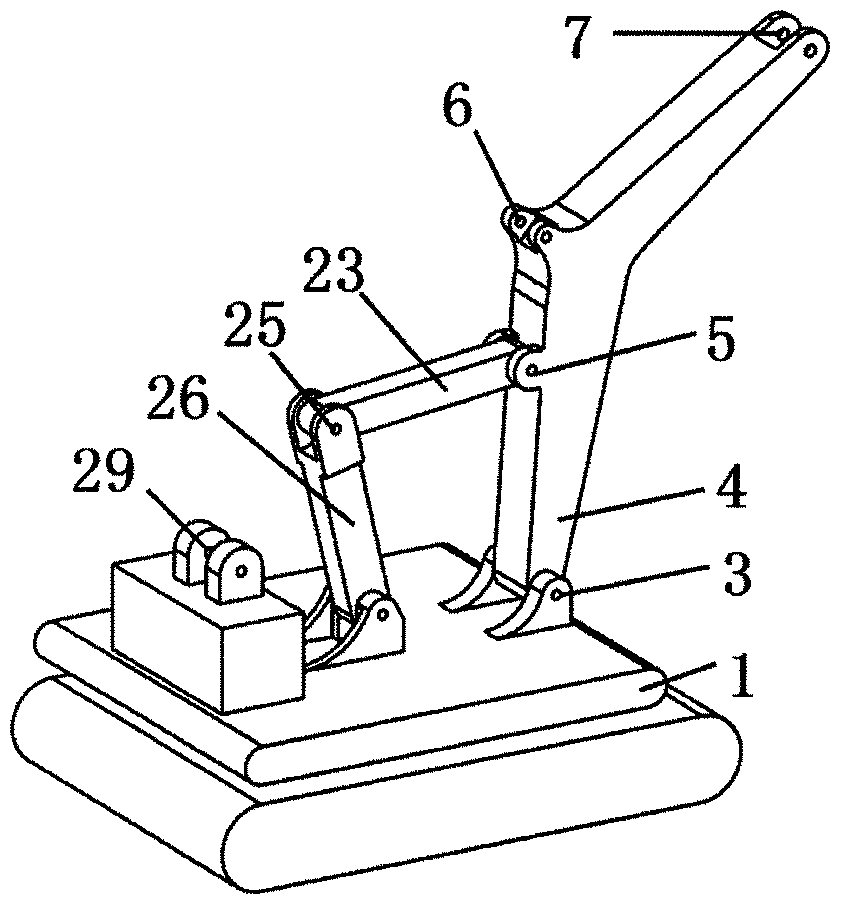 Screw-driven and multi-degree-of-freedom controllable mechanism type excavating mechanism