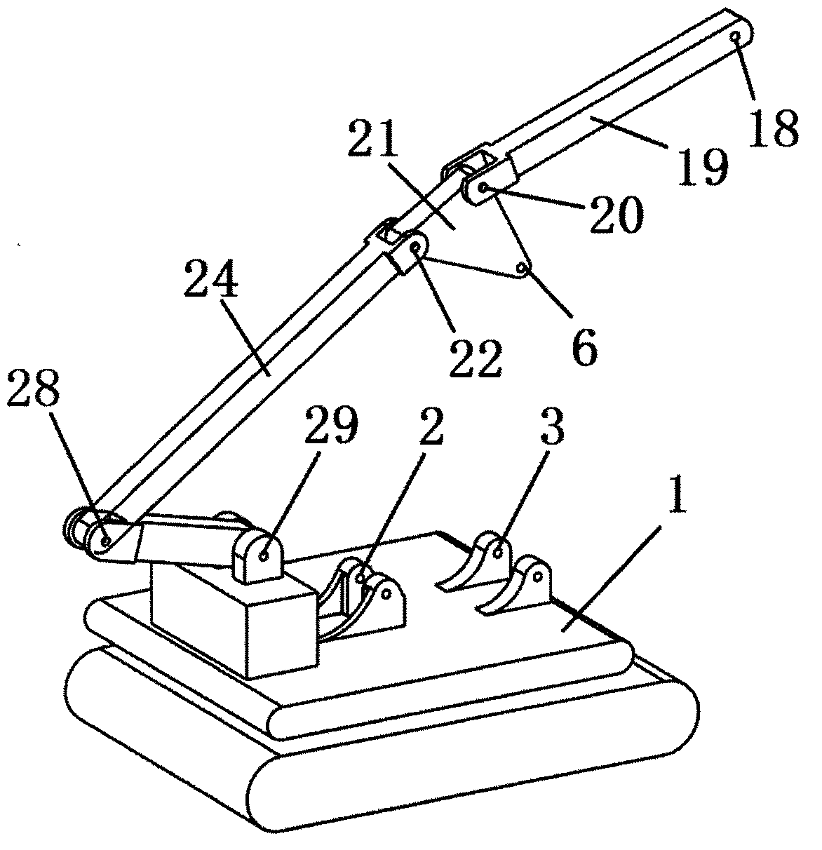 Screw-driven and multi-degree-of-freedom controllable mechanism type excavating mechanism