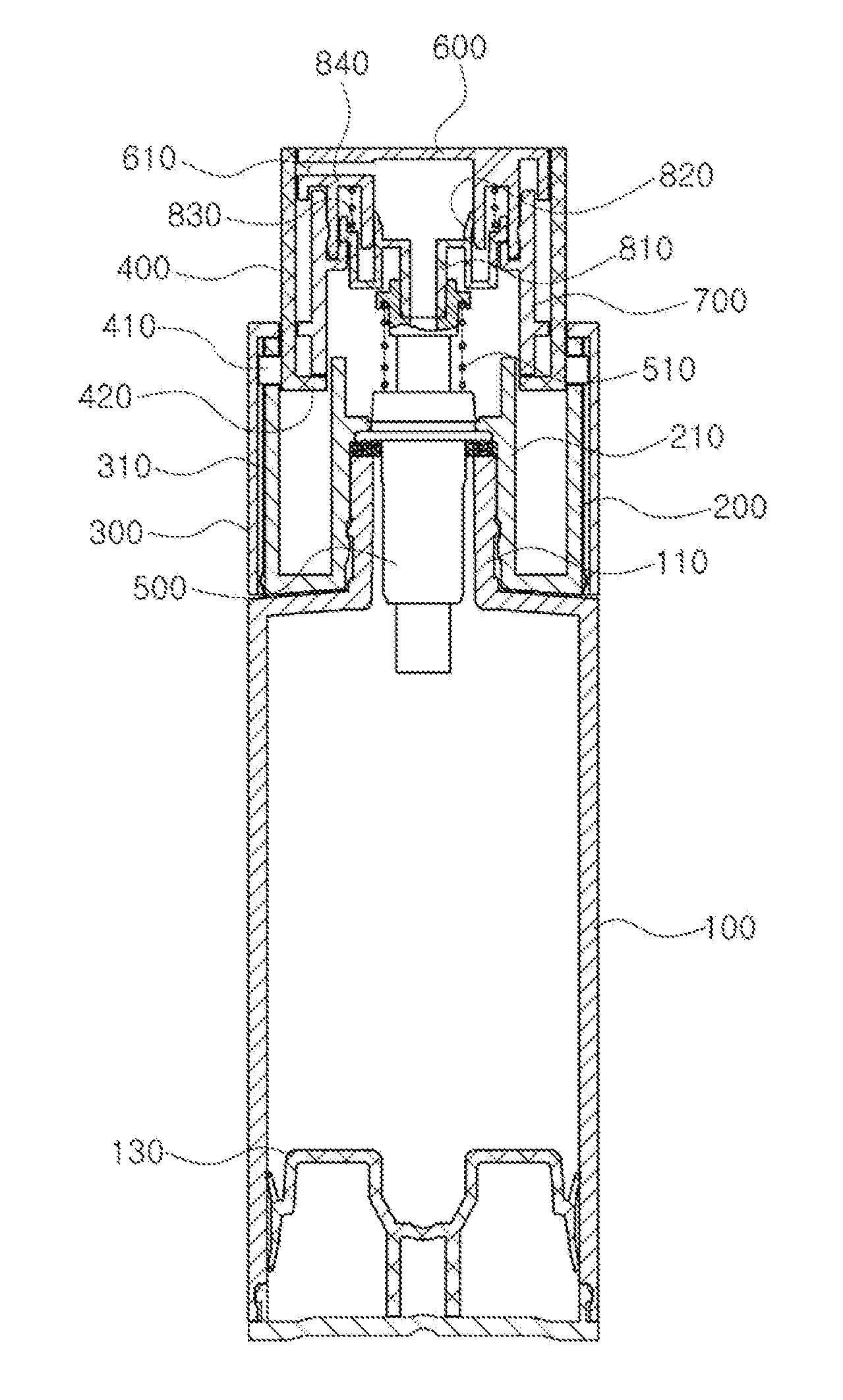 Cap-integrated pumping type cosmetic container