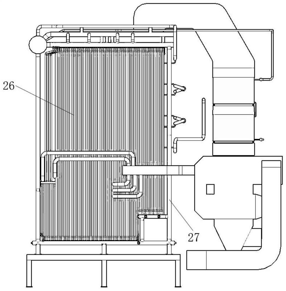 Water circulation system of single-drum four-return-stroke biomass burning corner tube boiler