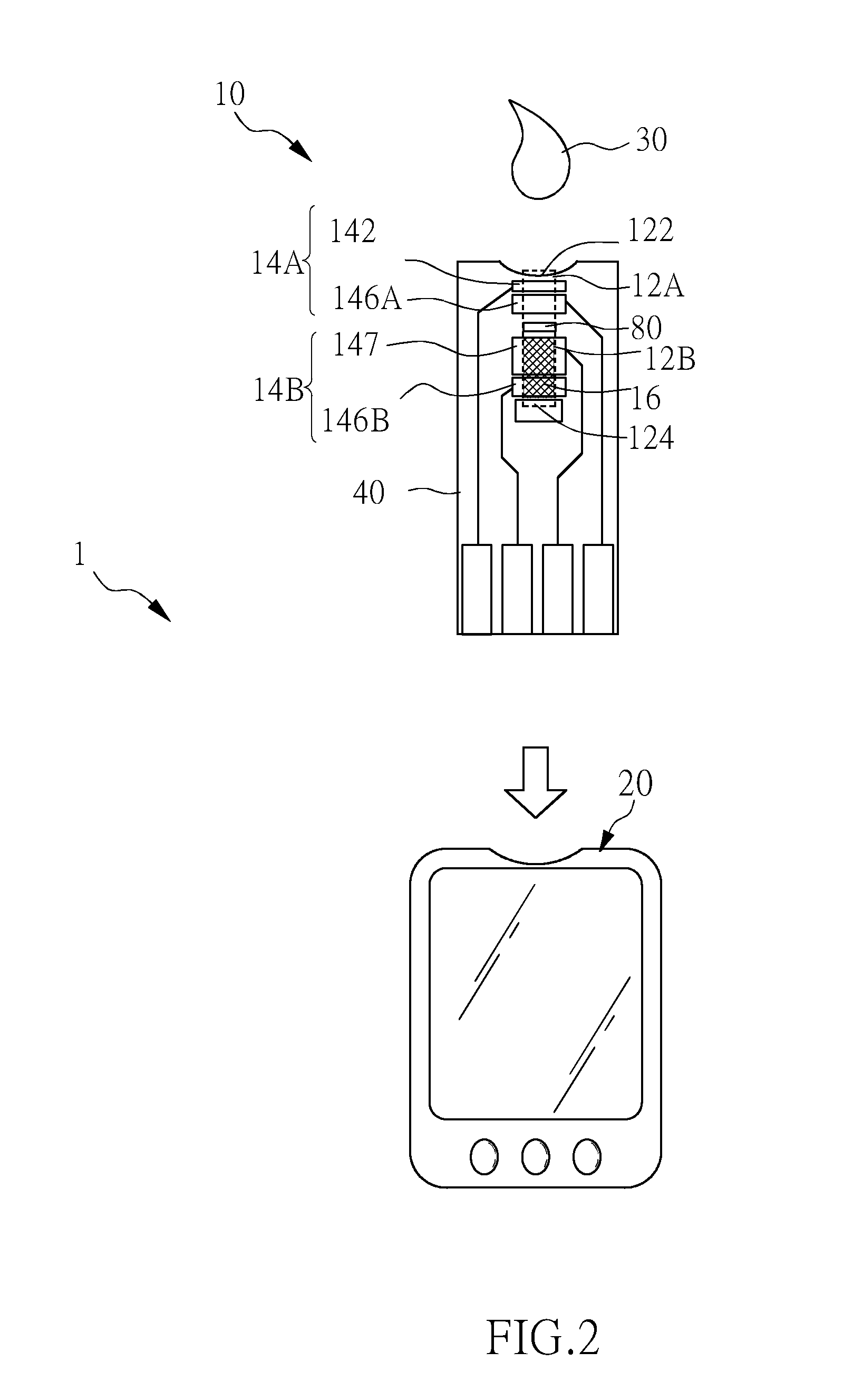 Test strip, detecting device and detecting method