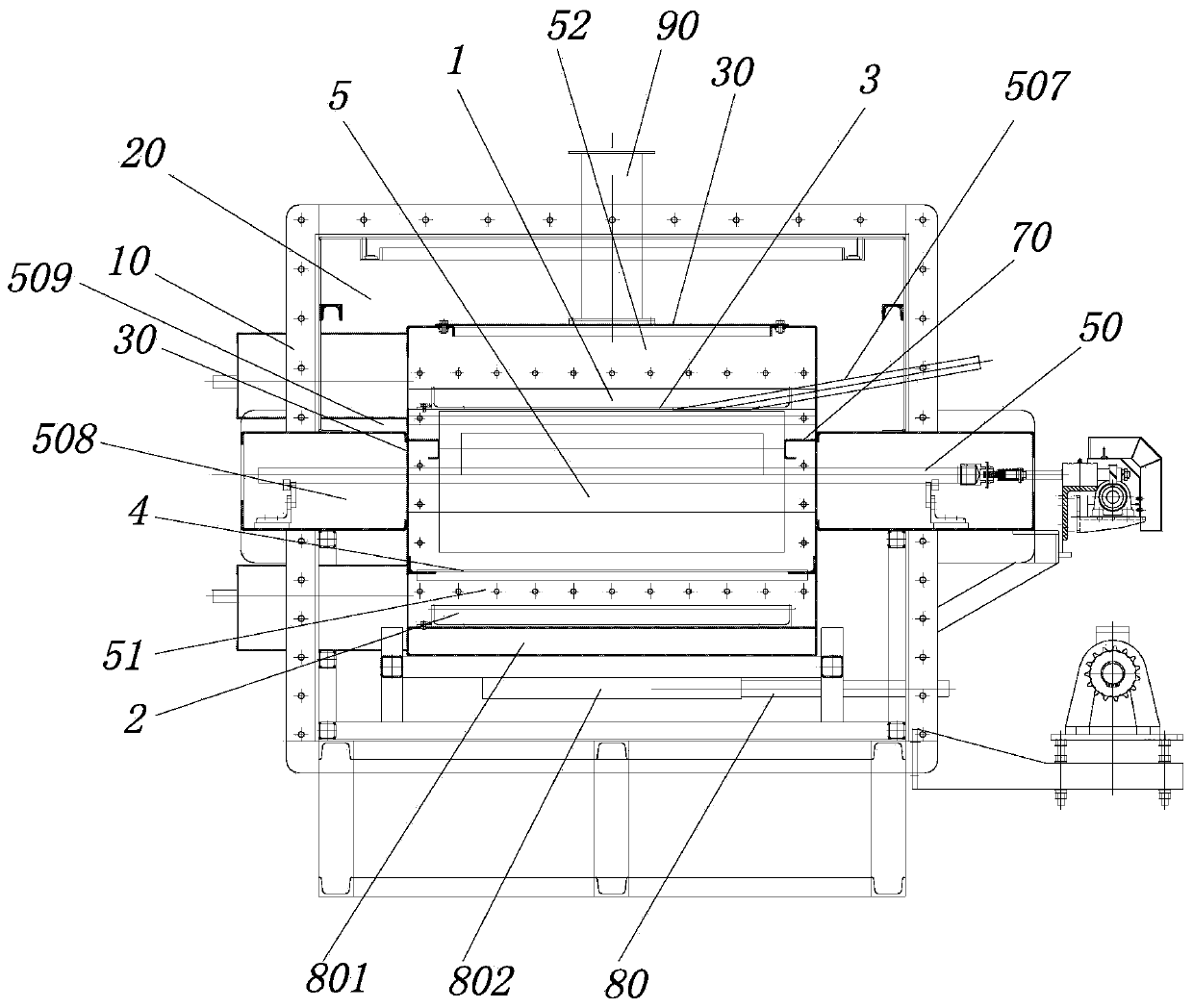 Silicon carbide fiber heat treatment roller bed furnace