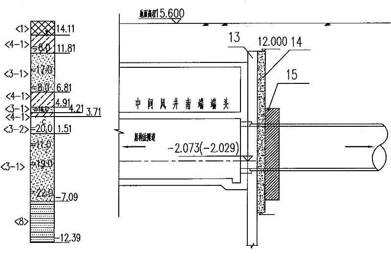 Construction method for complex geological section earth pressure balance shield passing middle air shaft