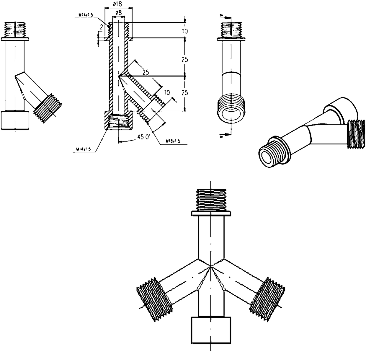 H-shaped composite nozzle