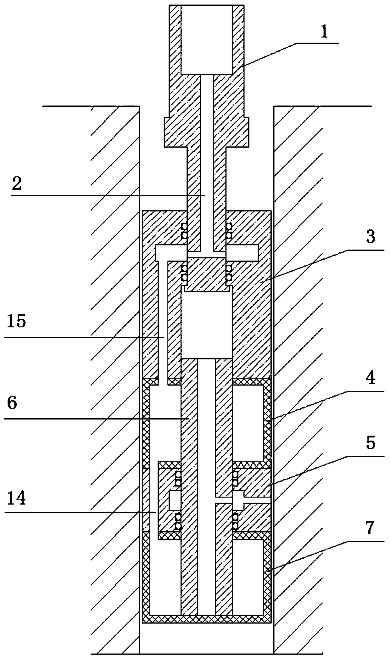 Hydraulic fracturing ground stress testing device with equal diameter design
