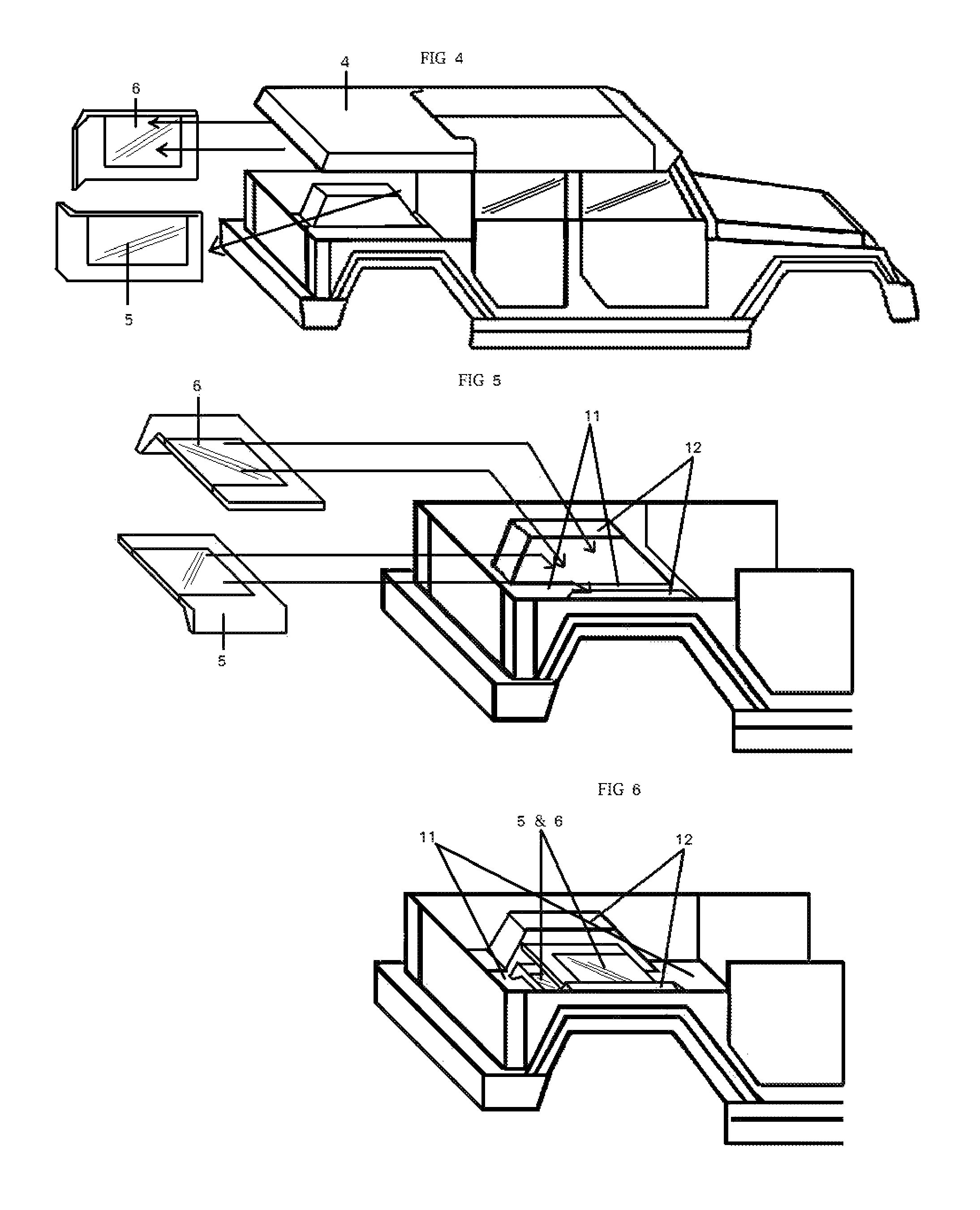 Vehicle with multiple elevation removable hard top and secure storage underneath