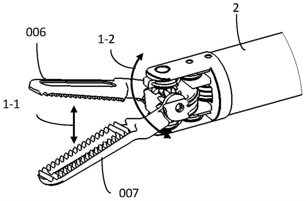 Multi-degree-of-freedom surgical instrument with independently moving forceps blades and end effector