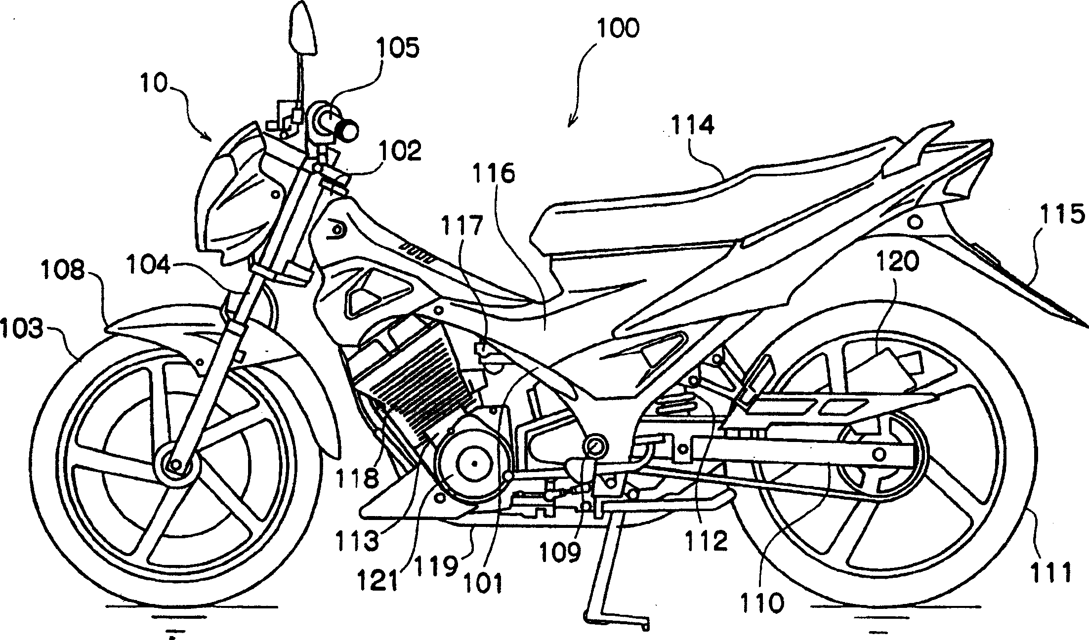 Mounting stucture of headlamp and sonsole of motor-bicycle