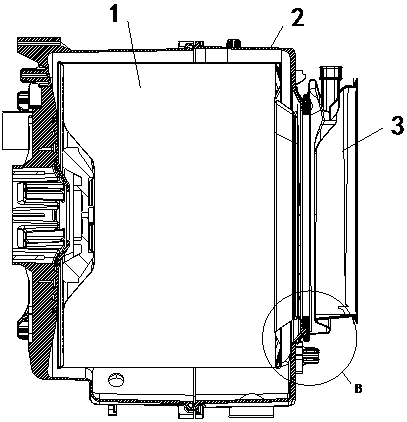 Cloth clamping prevention structure of drum washing machine and washing machine