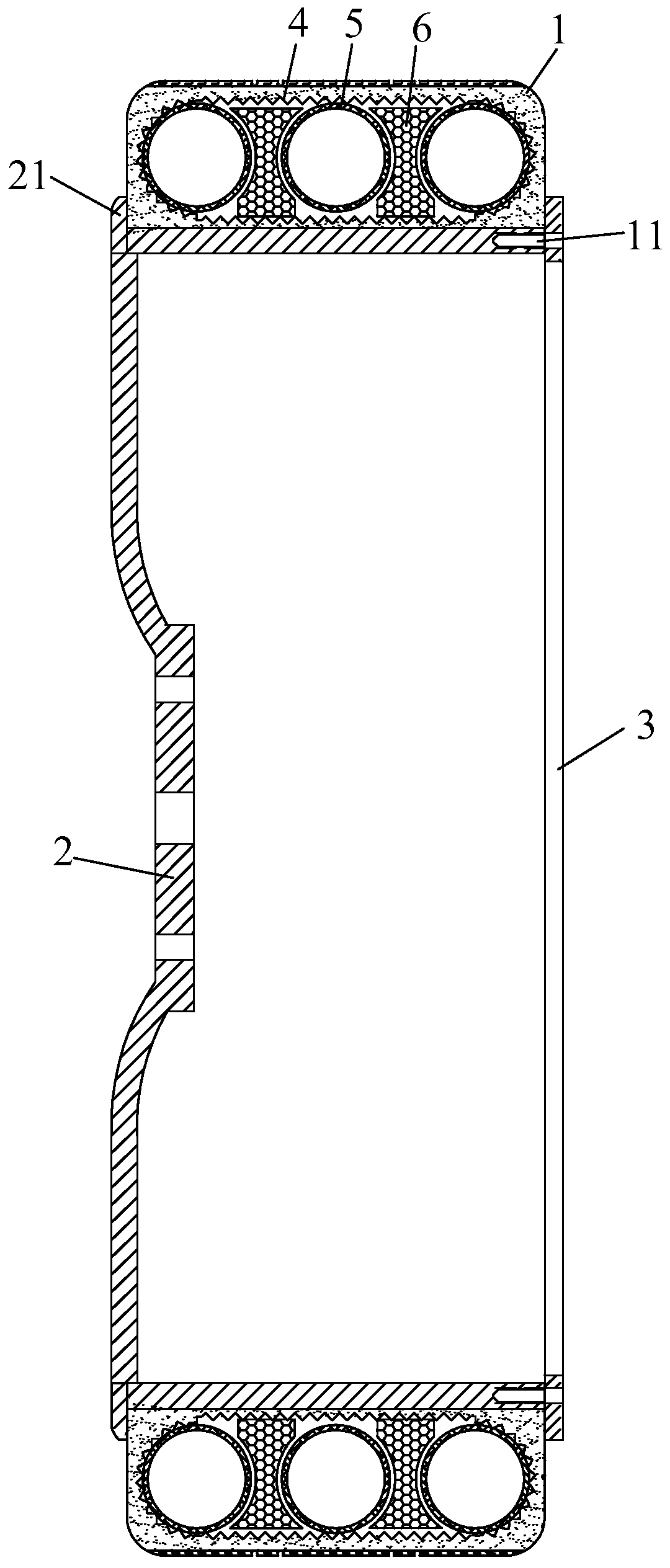 Closed inner support type airless tire and production process thereof