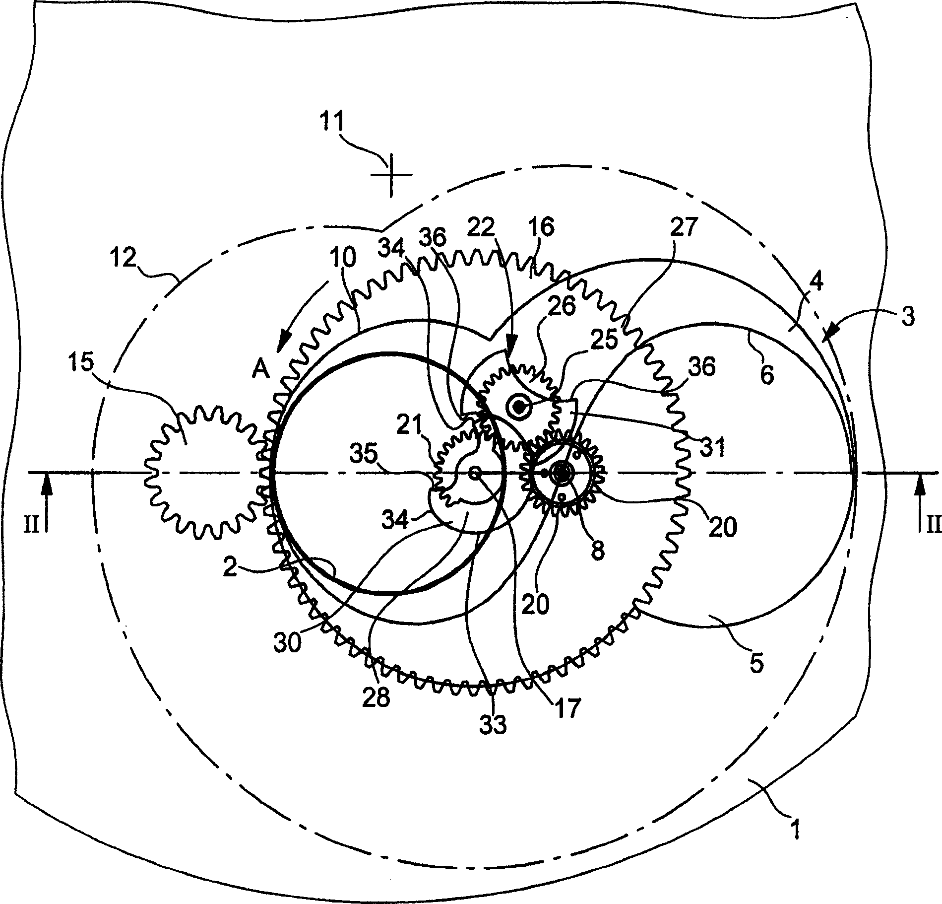Moon phase display device, particularly for a timepiece