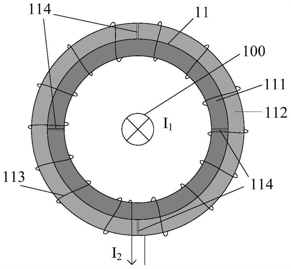 Double-coil inner and outer ring type induction energy taking system