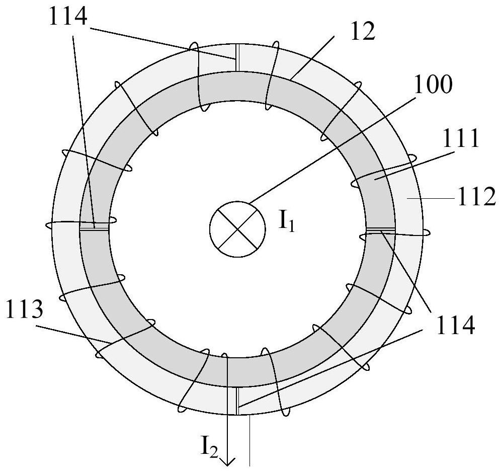 Double-coil inner and outer ring type induction energy taking system