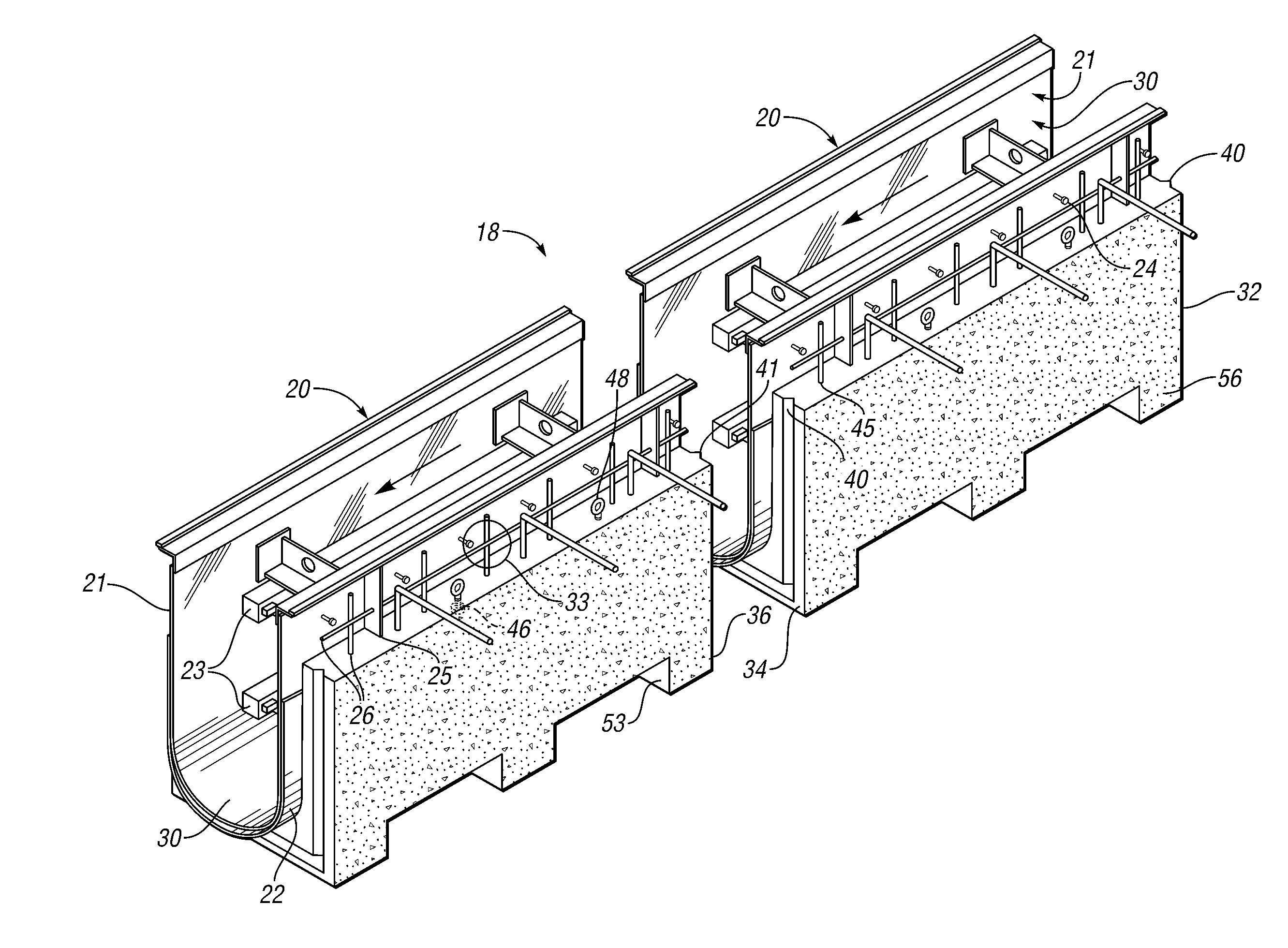 Precasting of fabricated flumes for machining coolant systems