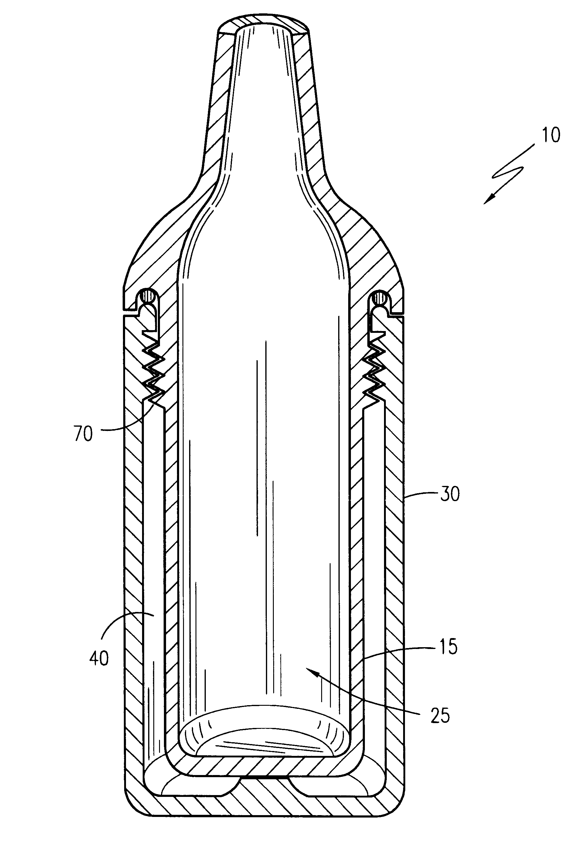 Thermally insulated glass bottle