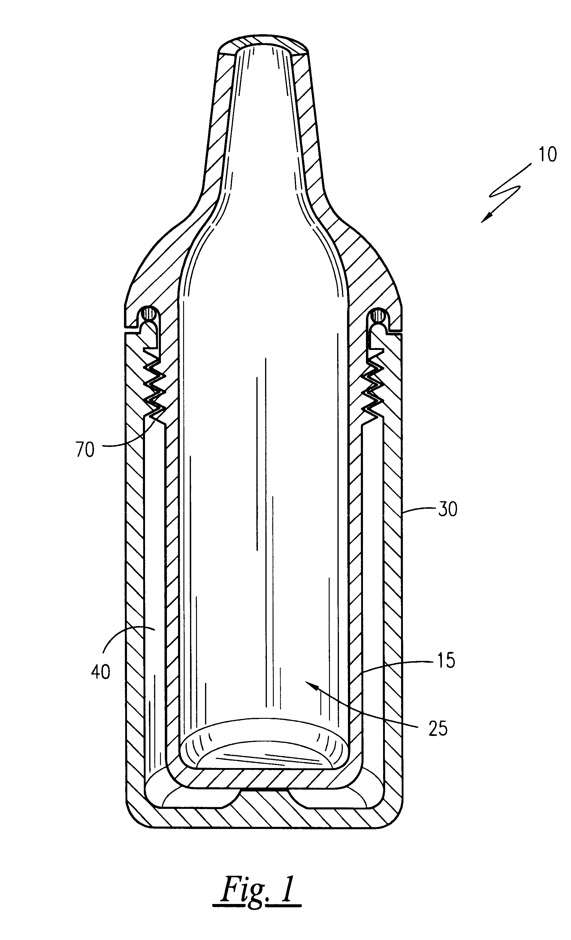 Thermally insulated glass bottle