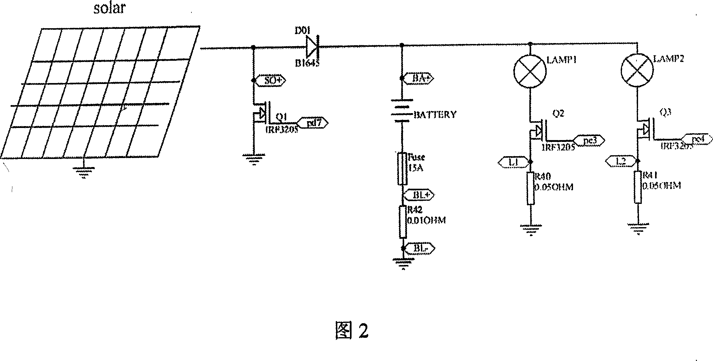 Control system of solar energy street lamp with display of self checked fault