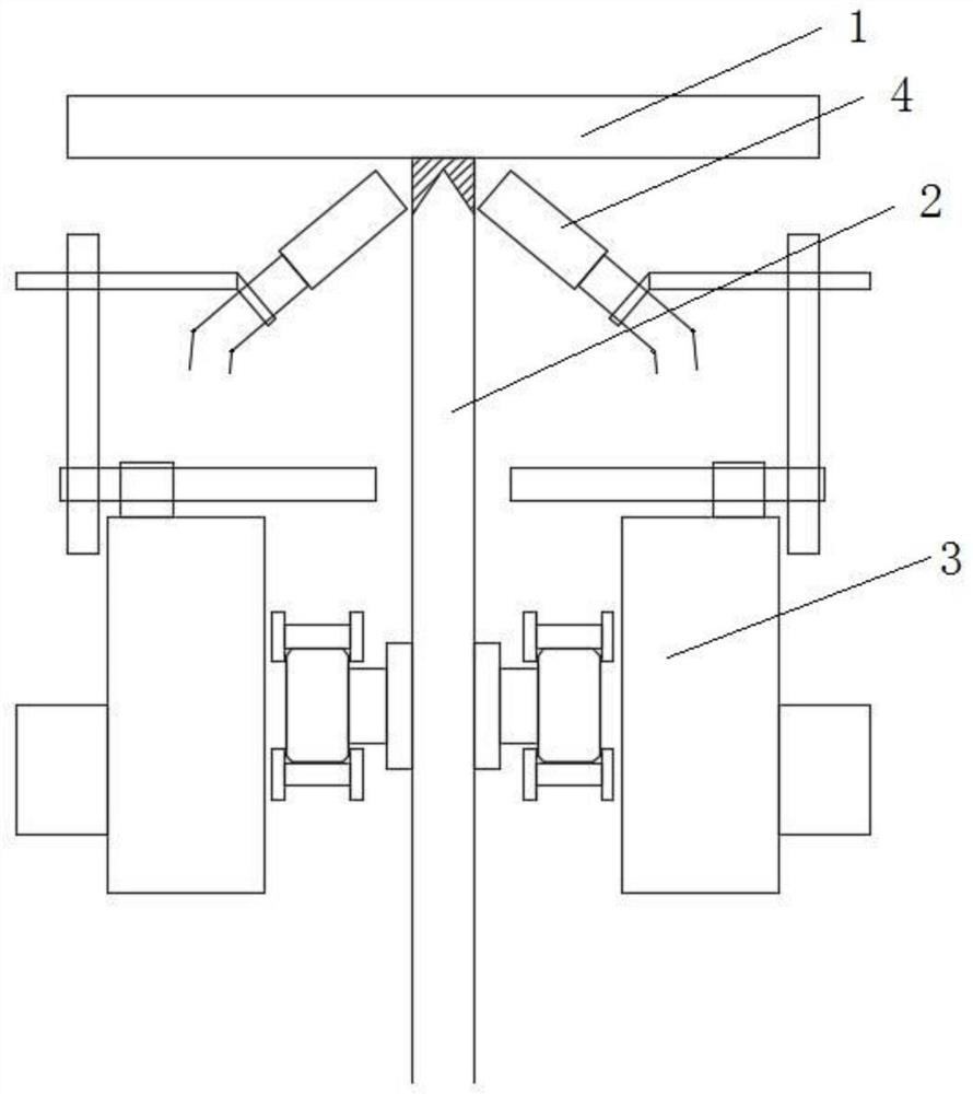 Welding method for elevation welding of medium-thickness steel plate