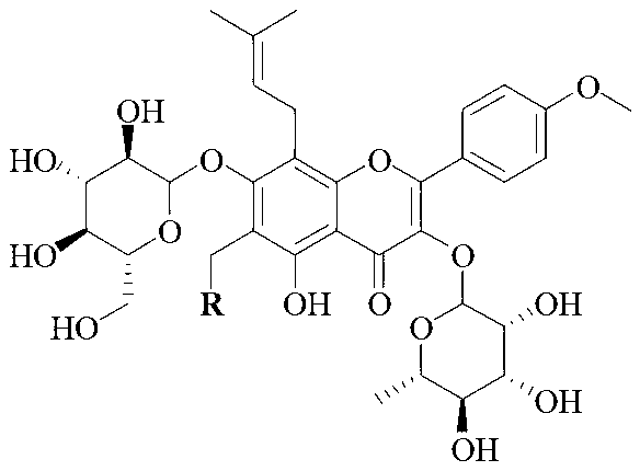 Icariin derivative, and preparation method and application thereof