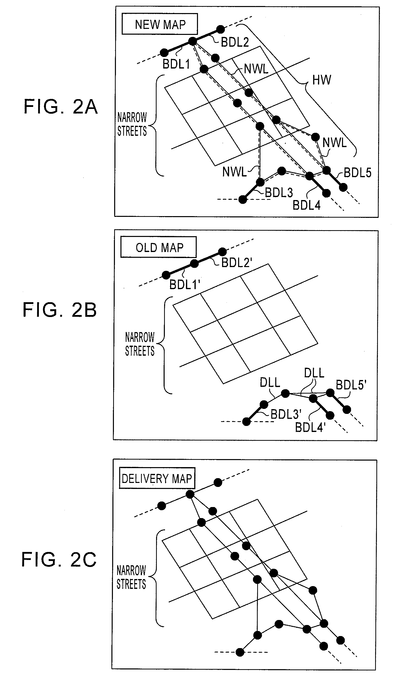 Delivery map creation method and device and differential data creation method and device