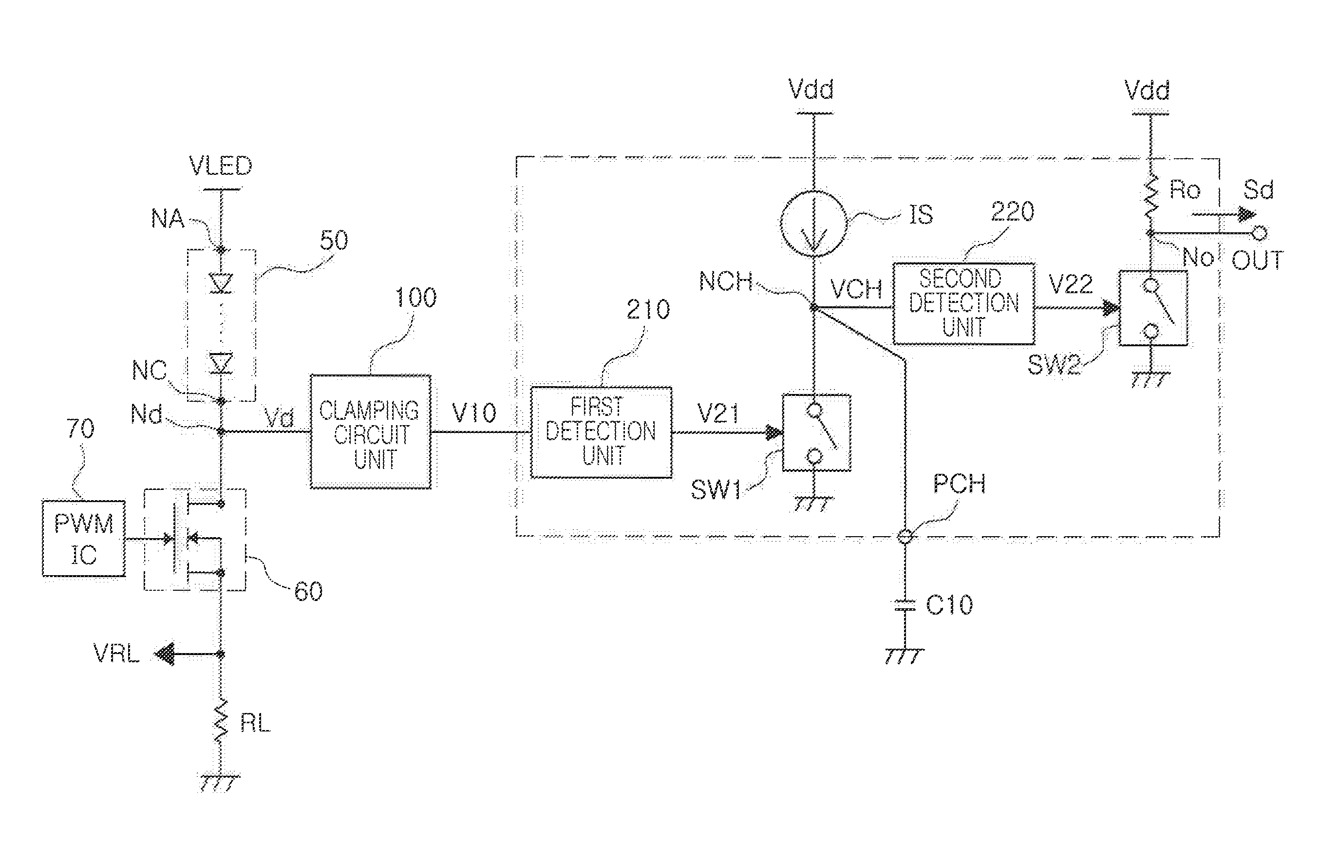 Overcurrent detection circuit of light emitting module