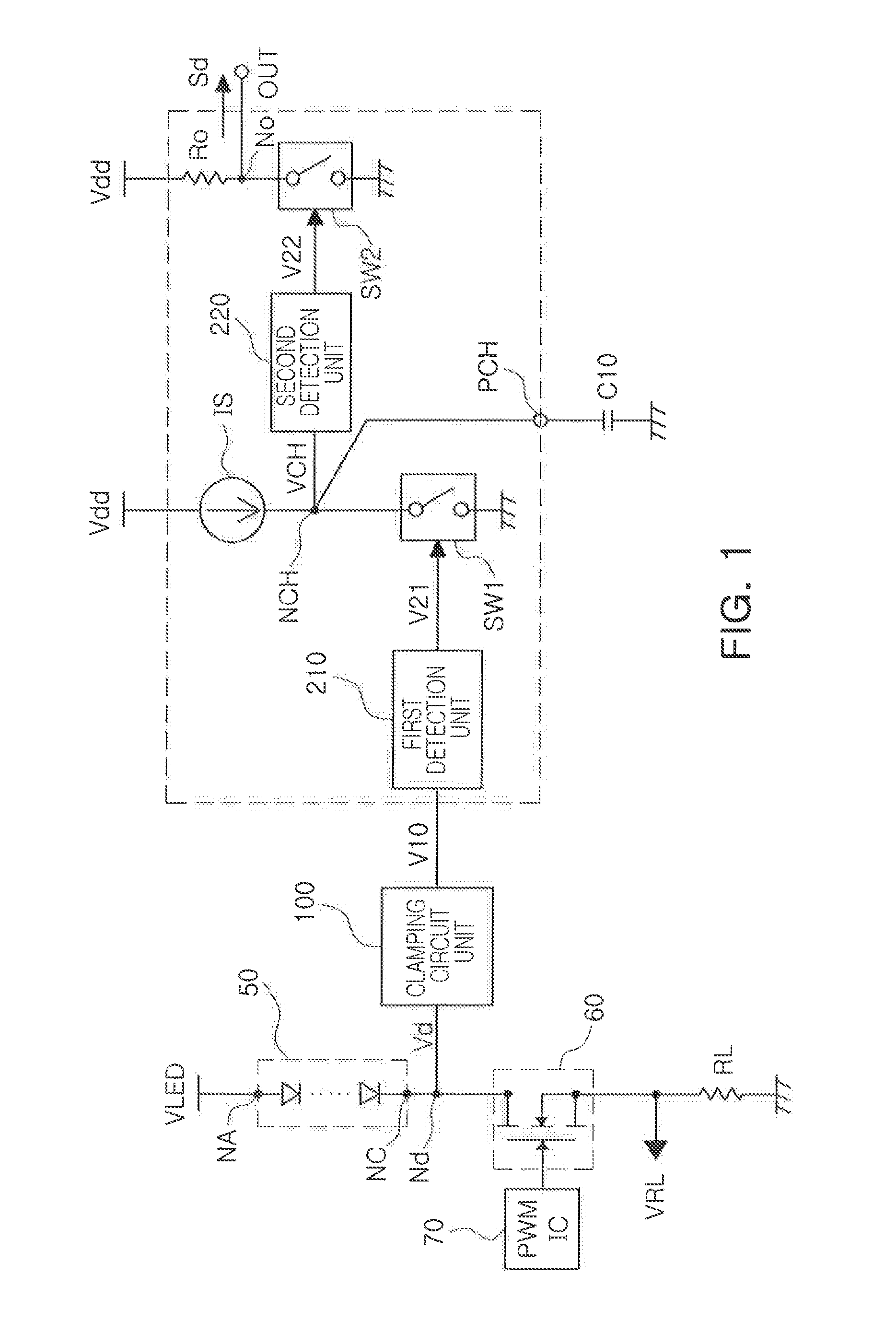 Overcurrent detection circuit of light emitting module