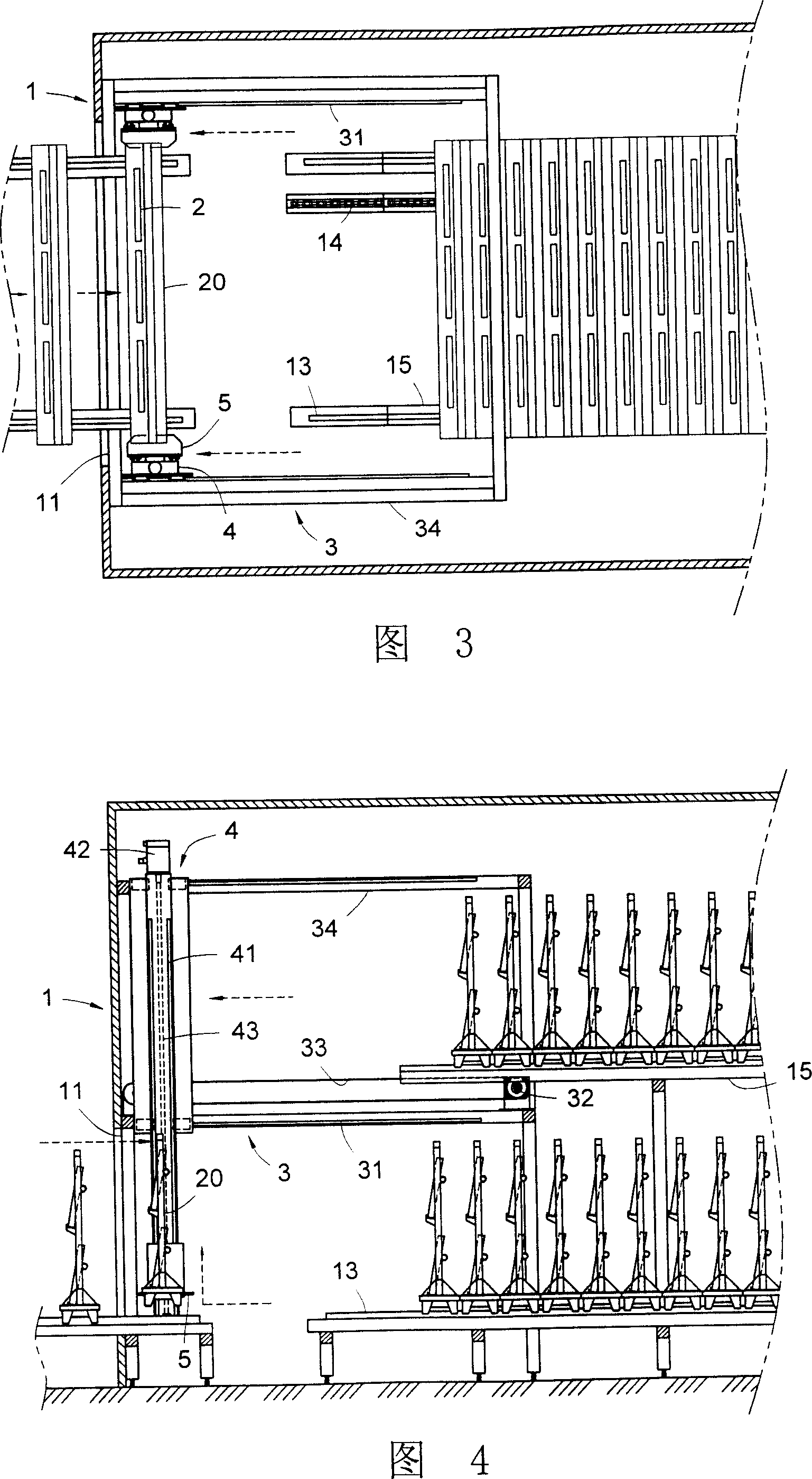 Device for taking and putting material carrier of ageing oven