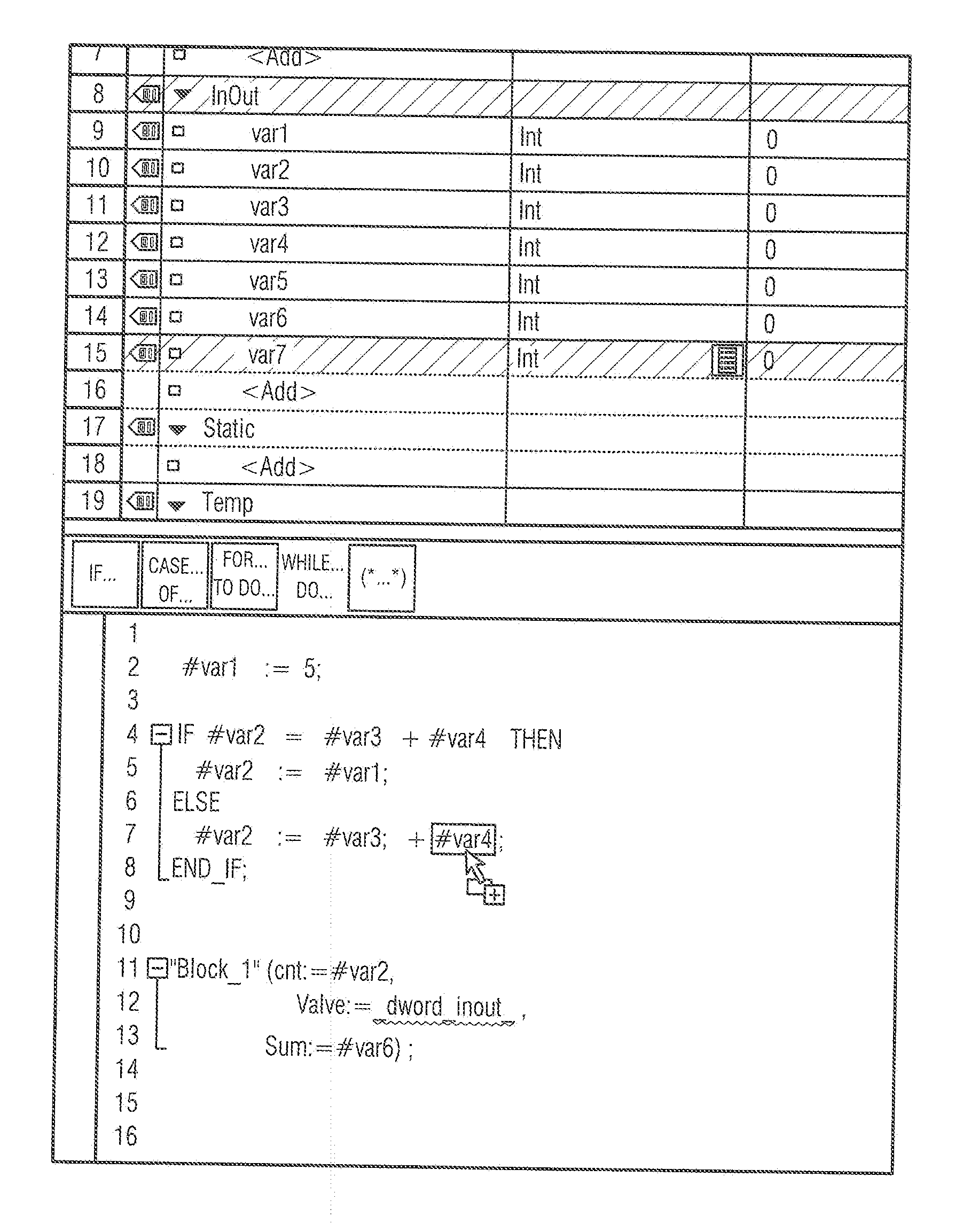 Method and program editor for creating and processing a program for an industrial automation arrangement