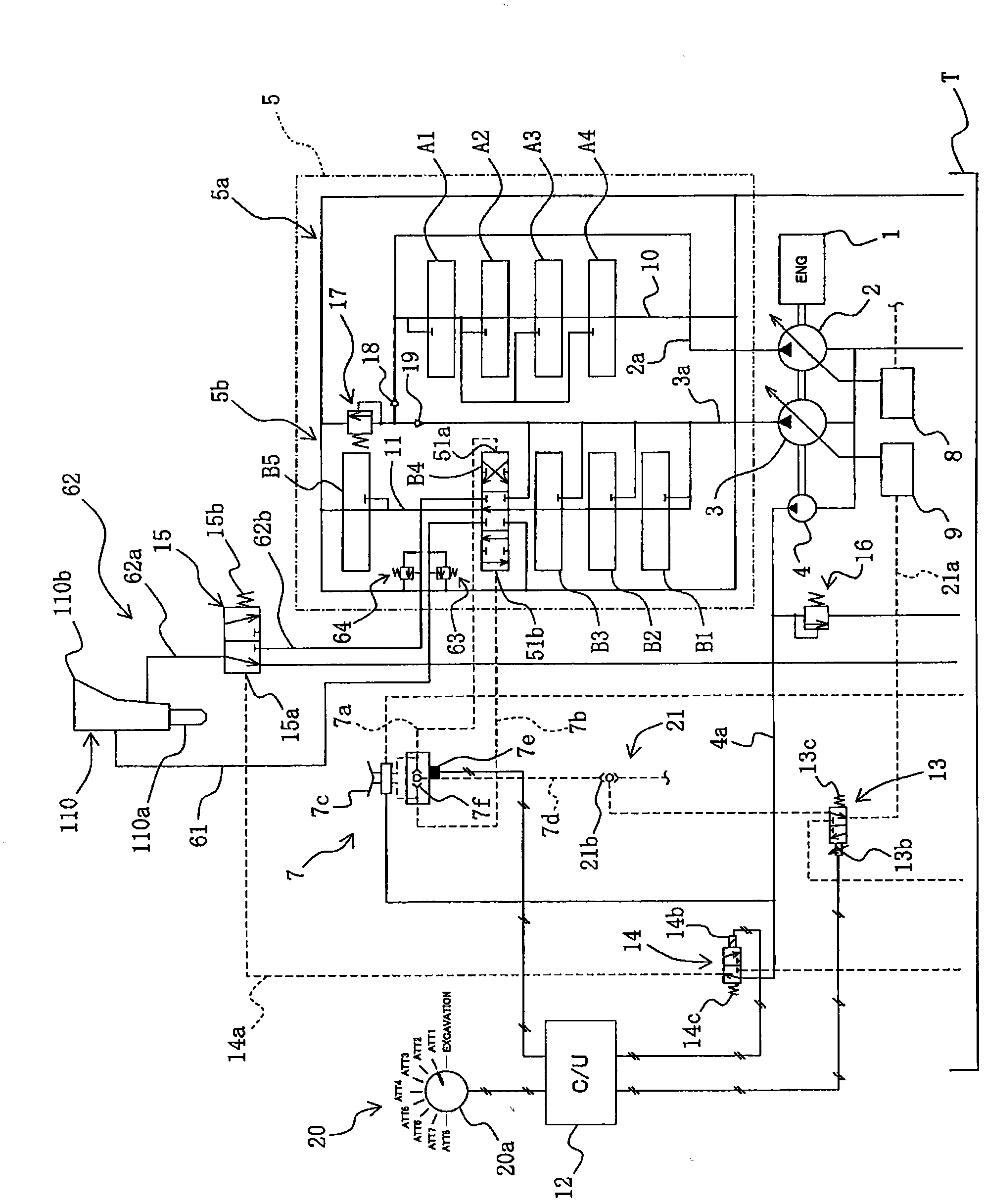 Hydraulic excavator attachment control device