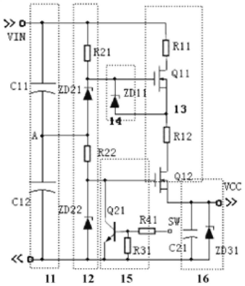 A start-up circuit of an ultra-wide voltage auxiliary power pwm chip