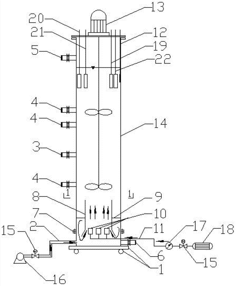 An integrated autotrophic denitrification device and start-up method for treating high-ammonia-nitrogen wastewater