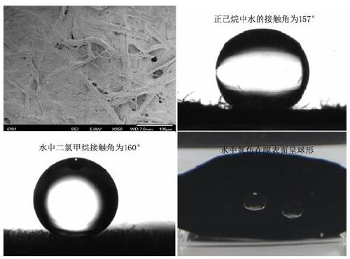 Material with super-oleophobicity under water and super-hydrophobicity under oil for oil-water emulsion separation and solvent-free preparation method thereof