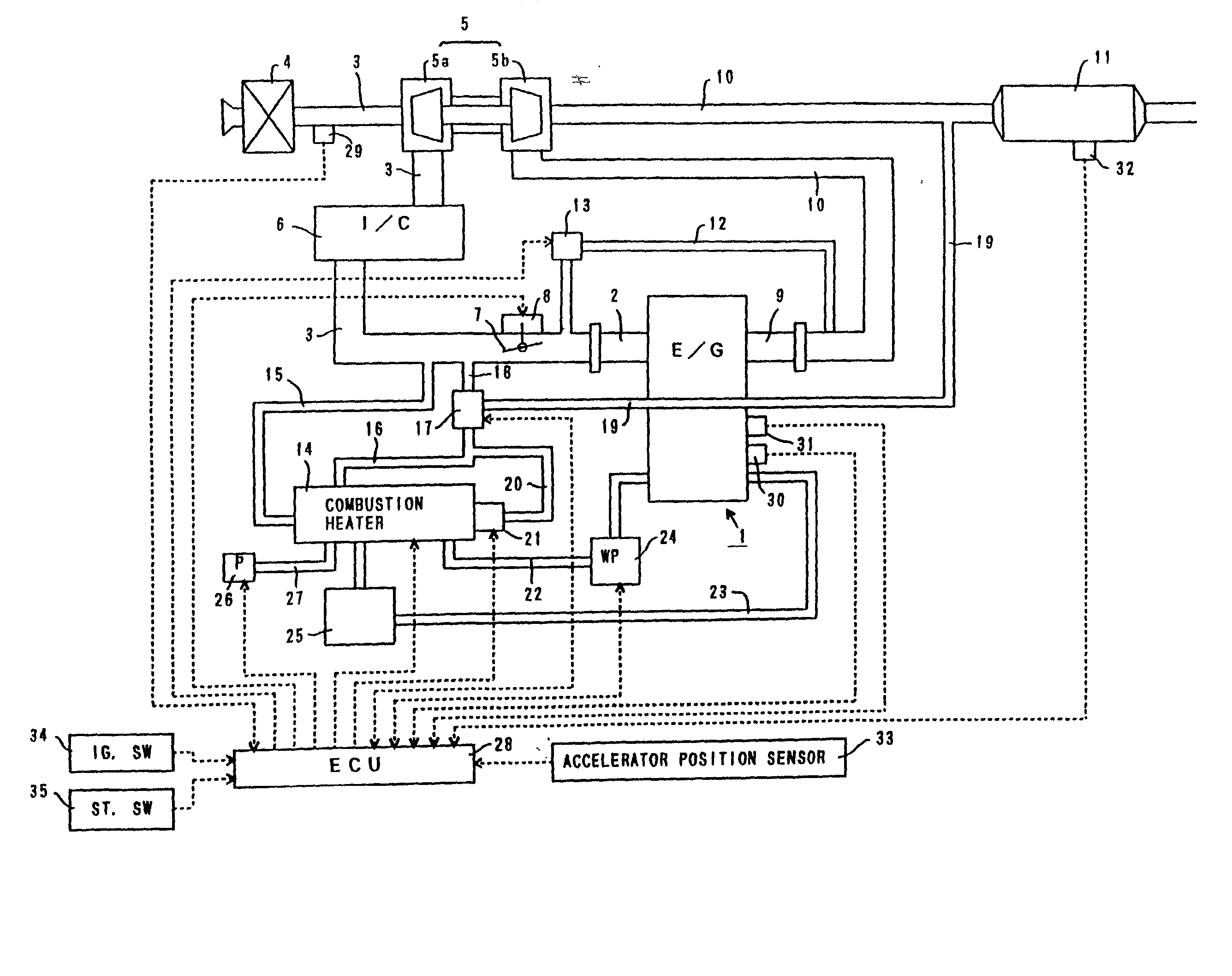 Internal combustion engine with combustion heater