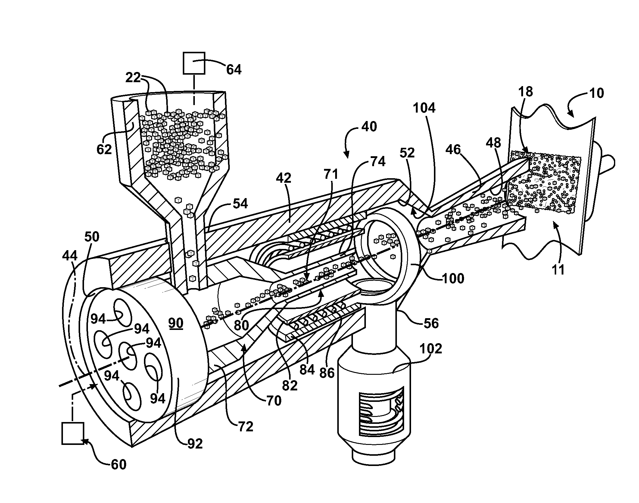 Apparatus for forming structured material for energy storage device and method