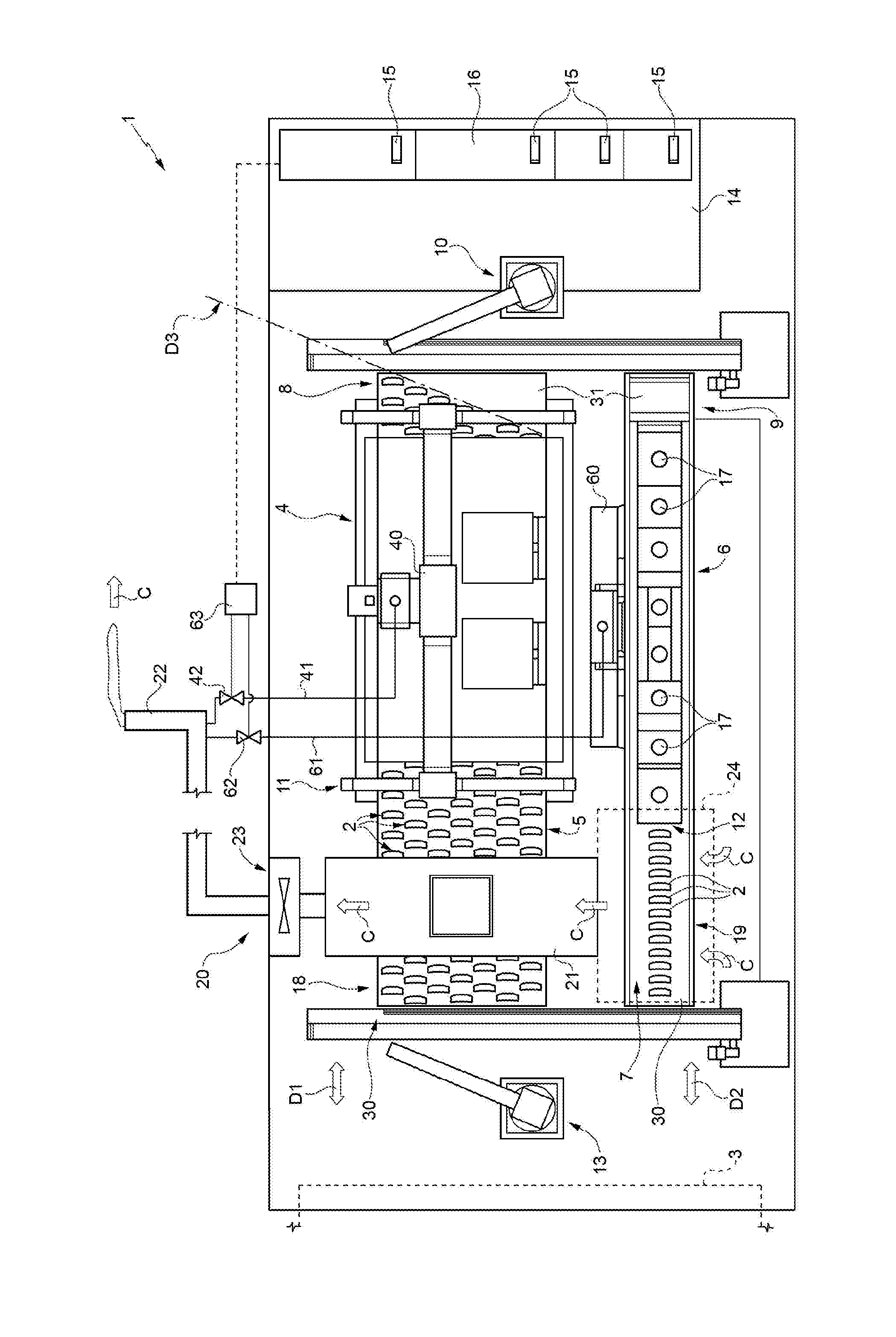 A method and plant for carrying out thermal treatments of braking elements, in particular brake pads