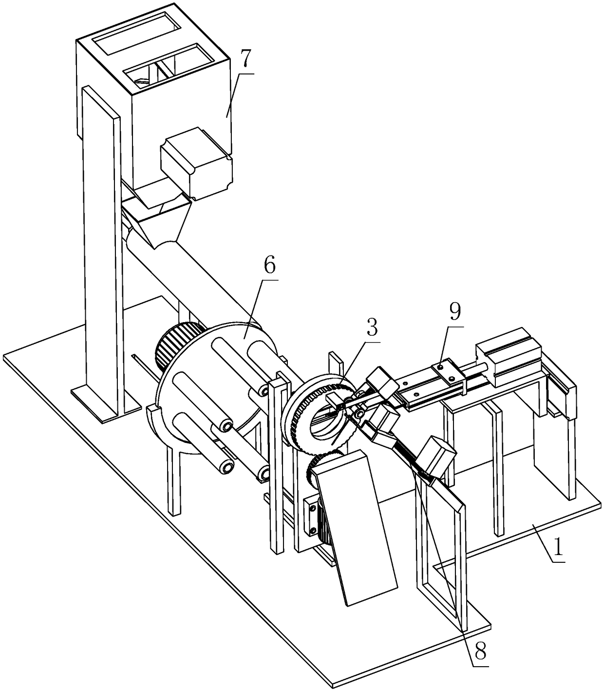 Meat stuffing formula for crisp sausages, automatic processing equipment and processing method thereof