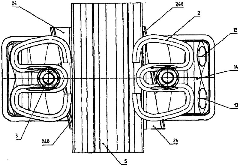 Laterally adjustable rail fastening system